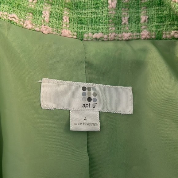 Apt. 9 Green & Pink Pastel Tweed Long Sleeve Blazer Size 4 - Picture 7 of 8